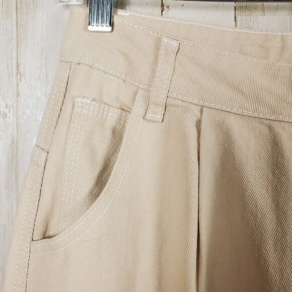 Shein Patched Detail Flap Pocket Wide Leg Jeans Khaki Size Small 4 - Picture 10 of 12